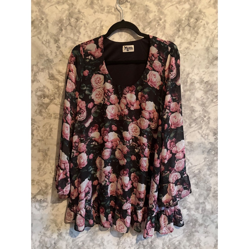 Show Me Your Mumu Margot Mini Dress Floral‎ Ruffle Long Sleeve Women's Medium
